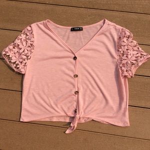 💗SHEIN Lace Sleeve top sz Large